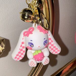 Cute Pink and White Bunny Keychain